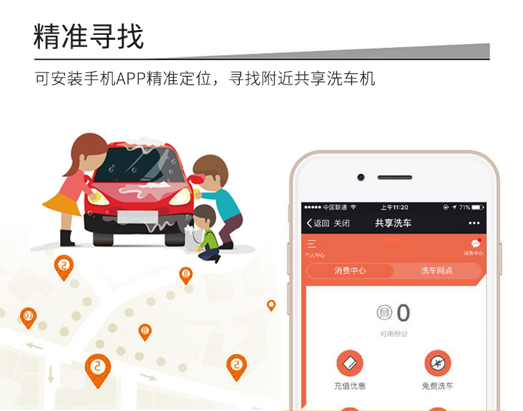 共享洗車(chē)機(jī)的功能-精準(zhǔn)尋找